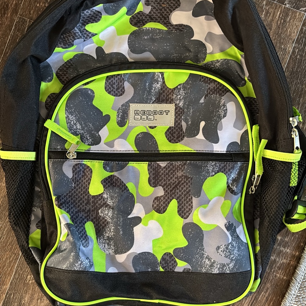 Camo Backpack for Men - Black and Green